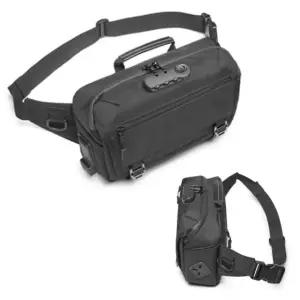 남자 메신저백 가방 USB 포트 웨이스트백 검정 힙쌕 남자힙색 허리가방 (W8417D7)