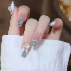 셀프 네일아트 부착형 네일팁 큐빅 파츠 포인트 네일재료 웨딩네일 (WEB0BB8)