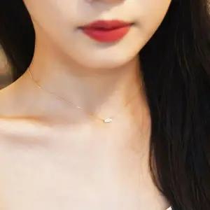 [VCJ3O92P]gold d 여성악세사리 사각 큐빅 심플 목걸이 14k