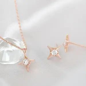 [VCH9N297]큐빅 별 베이직 체인 친구선물 목걸이 14KGP