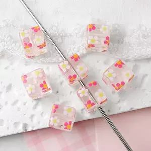 비즈아이 [6720-03]아크릴비즈 볼펜꾸미기 볼꾸재료 플라워꽃큐브 10mm ,1개
