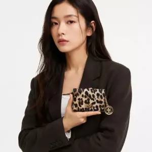 가니 B3010075 859 레오파드 부 플랩 카드 여성 카드지갑