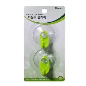 고품질 연두 플라스틱고리 흡착 후크행거 2P (W14CFA8)