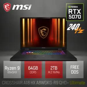 ⓒ MSI 크로스헤어 A18 HX A8WGKG-R9 QHD+ 얼티밋 64GB 2TB / 18인치 사무 인강 고성능 AI 게이밍 노트북