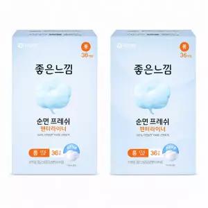 좋은느낌 순면 프레쉬 팬티라이너 롱 36개입 x2팩