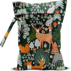 숲 동물 젖은 가방 12x10 인치 코티지 코어 식물 방수 여행용 세탁 수영복 수영장 비치 기저귀 더러운 요가