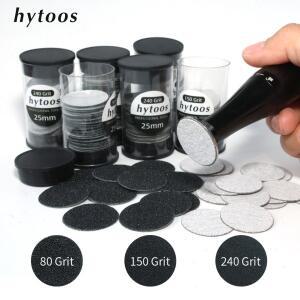 HYTOOS 50Pcs 교체 가능 샌딩 디스크 종이 25mm 페디큐어 샌드페이퍼 발 굳은 살 제거 네일 팁 도구 금속