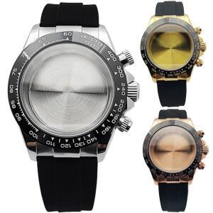39mm VK63 시계 케이스 실버/골드 스트랩 포함 용 솔리드 스테인레스 스틸 자동 운동 액세서리 부품