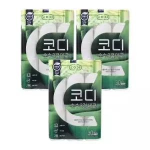 [셀러허브]코디 3겹 데코 30M x30롤 x3팩 화장지 휴지 (S45790610)