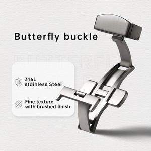 Maikes 18mm 20mm 버터플라이 버클 316L 스테인레스 스틸 시계 걸쇠 가죽 스트랩
