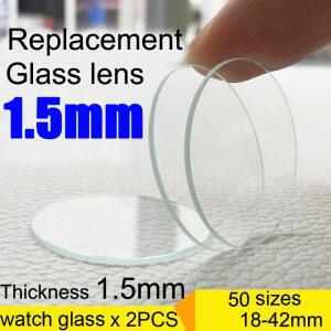 2PCS 플랫 두께 1.5mm 라운드 시계 유리 크리스탈 18mm-42mm 스마트 워치 교체 렌즈 거울 수리 도구
