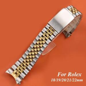 롤렉스 DATEJUST  스테인레스 스틸 팔찌 액세서리 용 희년 스트랩 곡선 엔드 시계 밴드 18mm 20mm