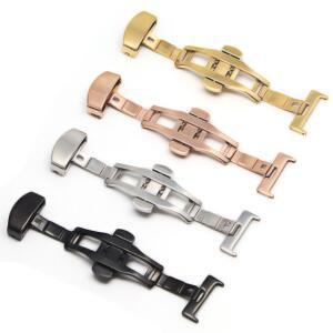 나비 배포 버클 자동 더블 클릭 스테인레스 스틸 걸쇠 스트랩 시계 밴드 16mm18mm 20mm
