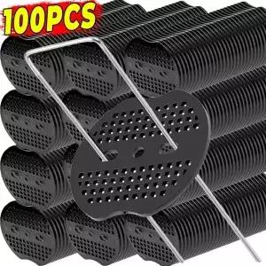 10/100pcs U 자형 지상 손톱 패드 정원 풍경 스테이플 가스켓 핀 버퍼 와셔 야외 잔디 장벽 고정