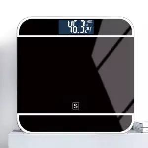 EDISON i79블랙 강화유리 디지털 LCD 체중계 180kgAAA 튼튼한 가정용 일반 건전지