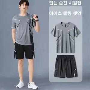 [하프클럽/]남성 쿨냉 상하셋업 반바지 반팔세트