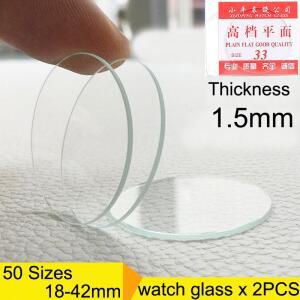 평면 시계 유리 미네랄 투명 크리스탈 수리 두께 1.5mm 직경 18mm-42mm 2개