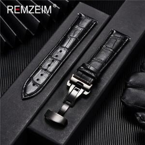 가죽 시계 밴드 18mm 20mm 남성 여성 스트랩 자동 나비 걸쇠 액세서리