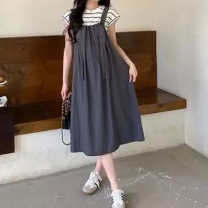 임산부 멜빵 원피스 여름용 루즈핏 임부복 조절 가능한 어깨끈