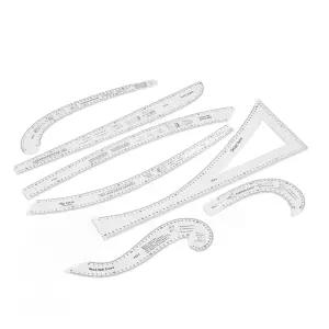 7Pcs 재봉 자 재단사 세트 투명 프렌치 커브 랙 고정밀 스케일 패션 패턴 디자인 초안 제작용