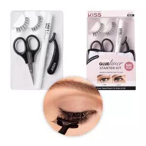 키스 라이너 인조 속눈썹 10mm 1쌍 1개 가위 어플리케이터 여행용 파우치 콘택트 렌즈 친화적 쉽게 바를 수