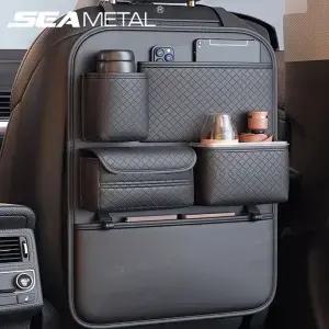 SEAMETAL 다기능 카시트 백 주최자 대용량 멀티 포켓 뒷좌석 보관 가방 내마모성 킥 매트