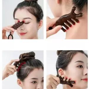 우드 두피 마사지 C타입 나무 얼굴 바디 마사지기 eRn81OBb