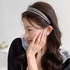 세줄 진주 머리띠 슬림 귀안아픈 헤어 밴드 웨딩 촬영 악세사리 ...