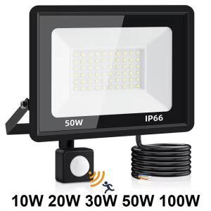 220V Led 투광 조명 10W 20W 30W 50W 모션 센서 감지기 램프와 야외 스포트라이트 외부 헤드 라이트 초점
