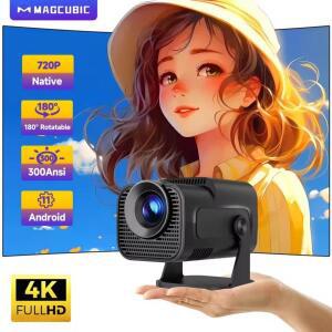Magcubic HY320 미니 새로 네이티브 720P 안드로이드 11 4K 프로젝터 300ANSI Wifi6 BT5.0 시네마 야외 휴