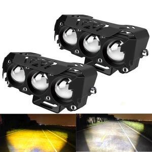오토바이 LED 스포트라이트 자동차 트럭에  듀얼 컬러 하이/로우 빔 안개 램프 SUV UTV 12V 24VMini 렌즈