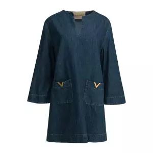 V-노치 샴브레이 데님 원피스 8B3DA03B9YA 558
