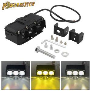 오토바이 스포트라이트 3렌즈 LED 헤드라이트 팬 포함 12V 24V 듀얼 컬러 상/하향등 안개등 UTV ATV 모토크
