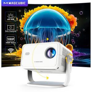 Magcubic L018 8K 안드로이드14 프로젝터 650ANSI 자동 초점 및 키스톤 1080P 360 ° 회전식 와이파이6 BT5