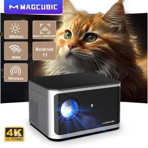 Magcubic 안드로이드 11 스마트 프로젝터, 580ANSI 1920x1080P 풀 HD, Wifi6 BT5.0, Allwinner H713, 음성