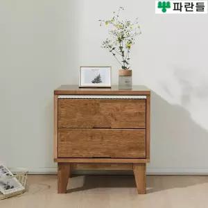파란들가구 고무나무원목 한줄화이트 450 협탁 2단서랍장