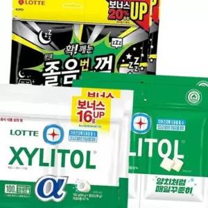 롯데 자일리톨 알파오리지날 102g 리필 2개+오리지날 115g 리필 2개+졸음번쩍 105g 리필 2개