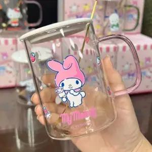 마이멜로디 뚜껑 유리컵 숟가락 세트 360ml 유아컵 물컵 아동컵 양수컵 (WEB07F6)