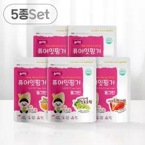 퓨어잇 핑거 동그란 아이과자 자일리톨 과일링 5종세트 간식동결건조 과일칩 과일 건조 푸드 외출 어린이