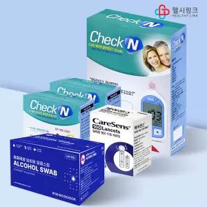 일동제약 체크엔 G400혈당측정기 + 혈당측정검사지 50매입X2 + 케어센스채혈침 100매입 + 알콜스왑 100매입