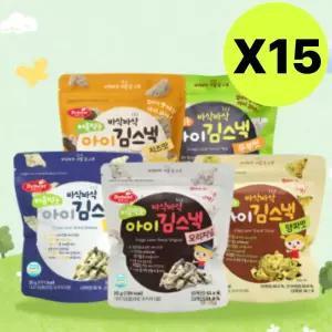 베베스트 바삭바삭 처음먹는 아이 김스낵 부각 5종X15
