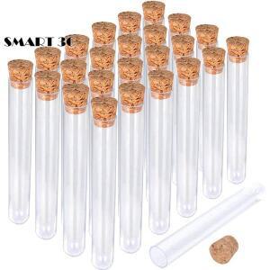 투명 플라스틱 시험관, 12x100mm, 코르크 캡 포함, 학교 실험실 용품, 결혼식 답례품 선물 튜브, 20 개