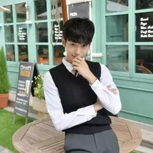 교복몰 보풀방지 블랙 롱 교복조끼(남자) 교복 학생복