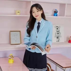 교복몰 베이비 블루 화이트라인 여자 자켓 교복 학생