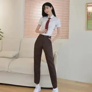 교복몰 (허리조절)하복 브라운 교복바지(여자) 교복