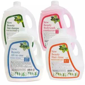 뉴뷰티 대용량 샴푸 린스 바디워시 4200ml x 4개 리필용 바디 샤워 목욕 클렌저 업소용