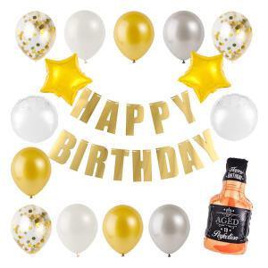 파티팡 생일파티 장식세트 해피벌스데이 위스키 골드, 1개