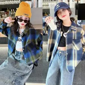 여아 주니어 빈티지 체크 셔츠
