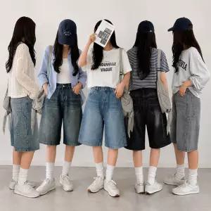 다올샵 버뮤다팬츠 5부 7부 기장 S~2XL 오버핏 와이드 옆디테일 청 반바지