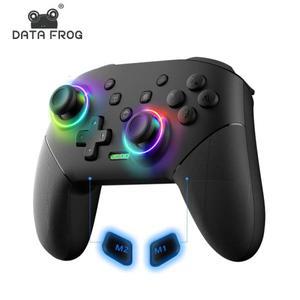 DATA FROG 닌텐도 스위치용 무선 컨트롤러 프로그래밍 가능한 터보 기능 OLED 및 라이트 콘솔 게임패드 100
